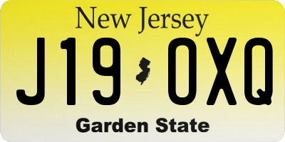 NJ license plate J19OXQ
