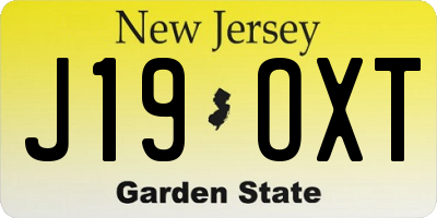 NJ license plate J19OXT