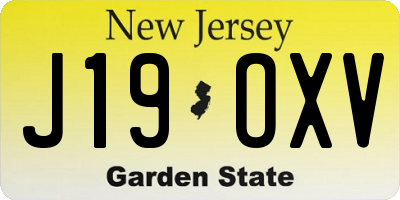 NJ license plate J19OXV