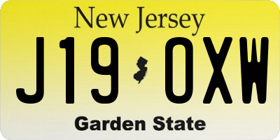 NJ license plate J19OXW