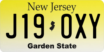 NJ license plate J19OXY