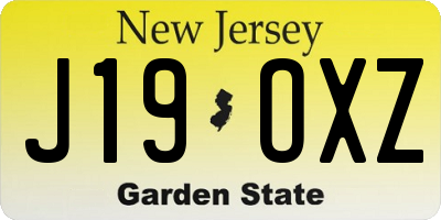 NJ license plate J19OXZ