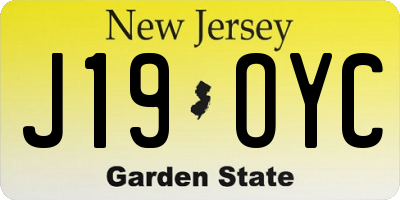 NJ license plate J19OYC