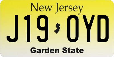 NJ license plate J19OYD