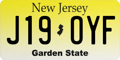 NJ license plate J19OYF