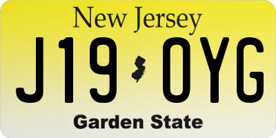 NJ license plate J19OYG