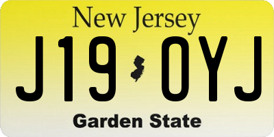 NJ license plate J19OYJ