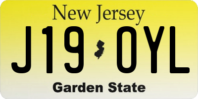 NJ license plate J19OYL