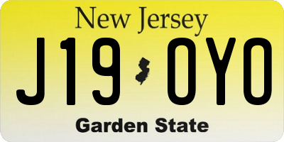 NJ license plate J19OYO