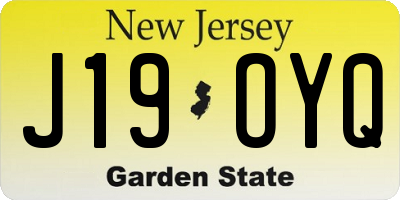 NJ license plate J19OYQ