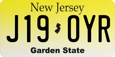 NJ license plate J19OYR