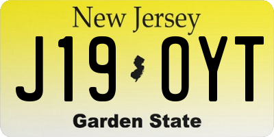 NJ license plate J19OYT
