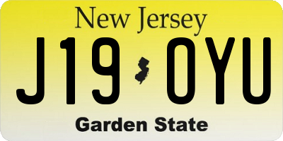 NJ license plate J19OYU