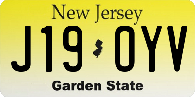 NJ license plate J19OYV