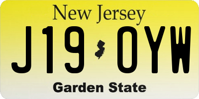 NJ license plate J19OYW