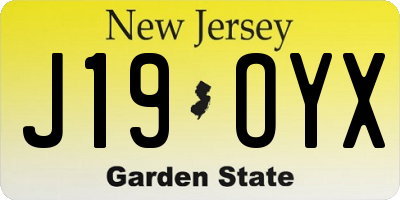 NJ license plate J19OYX