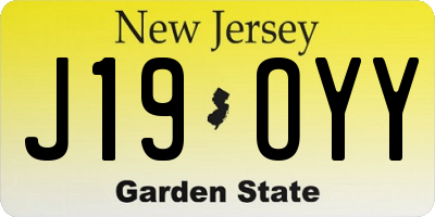 NJ license plate J19OYY