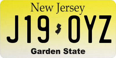 NJ license plate J19OYZ