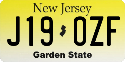 NJ license plate J19OZF