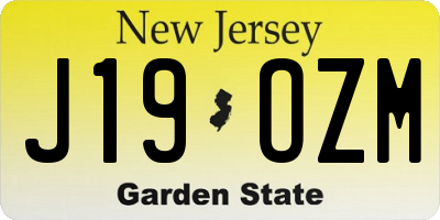 NJ license plate J19OZM