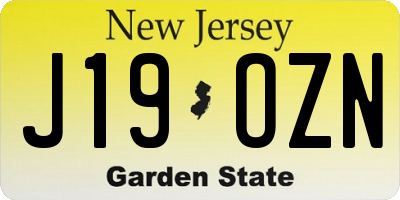 NJ license plate J19OZN