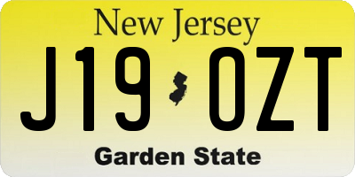 NJ license plate J19OZT