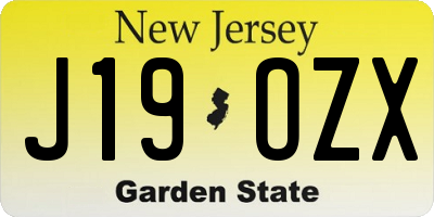 NJ license plate J19OZX