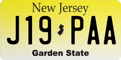 NJ license plate J19PAA