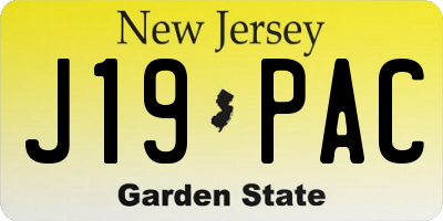 NJ license plate J19PAC