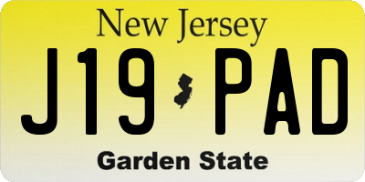 NJ license plate J19PAD