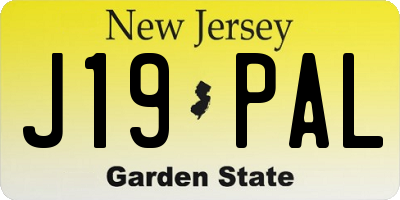 NJ license plate J19PAL