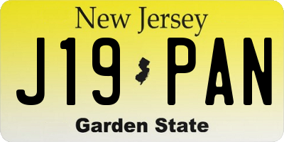 NJ license plate J19PAN