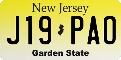 NJ license plate J19PAO