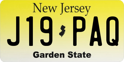 NJ license plate J19PAQ
