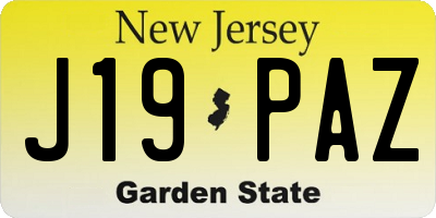 NJ license plate J19PAZ