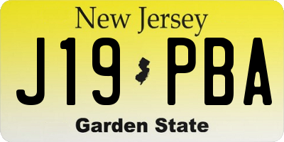 NJ license plate J19PBA