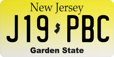 NJ license plate J19PBC