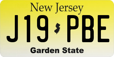 NJ license plate J19PBE