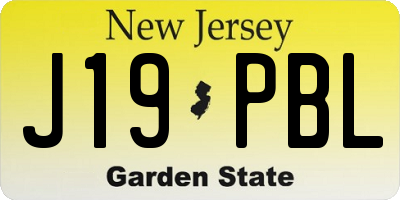 NJ license plate J19PBL