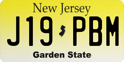 NJ license plate J19PBM