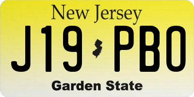 NJ license plate J19PBO