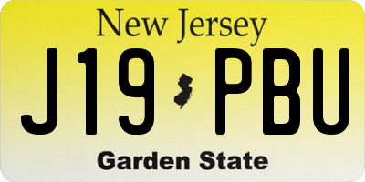 NJ license plate J19PBU