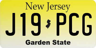 NJ license plate J19PCG
