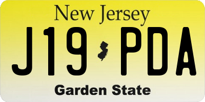 NJ license plate J19PDA