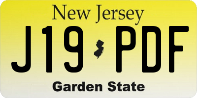 NJ license plate J19PDF