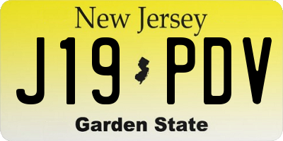 NJ license plate J19PDV