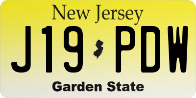 NJ license plate J19PDW