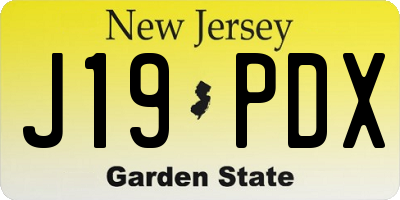 NJ license plate J19PDX