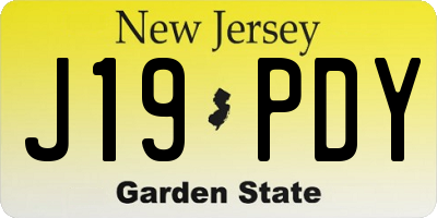 NJ license plate J19PDY