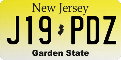 NJ license plate J19PDZ